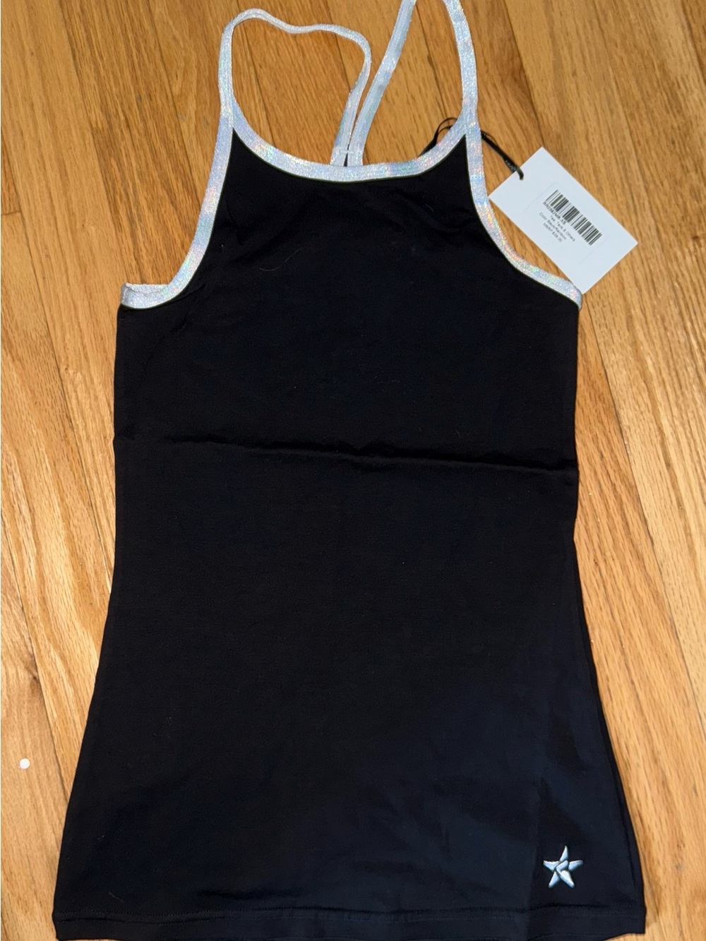 Rebel Athletic Black Tank Top with Silver Trim and Star Accent